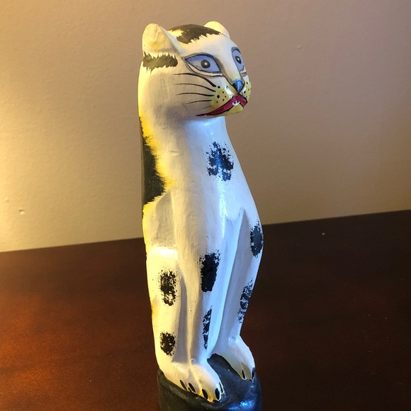 Vintage Primitive Folk Art Wooden Cat - Picture 2 of 7